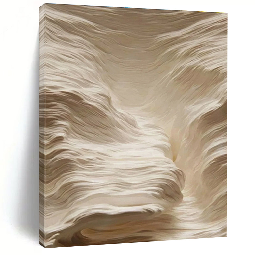 Textured Beige Waves Abstract Painting for Spa Reception Areas HENG023