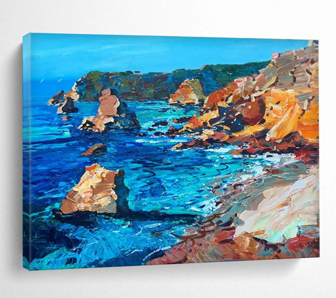 Coastal Rocks Abstract Painting for Seaside Home Living Rooms YHT454