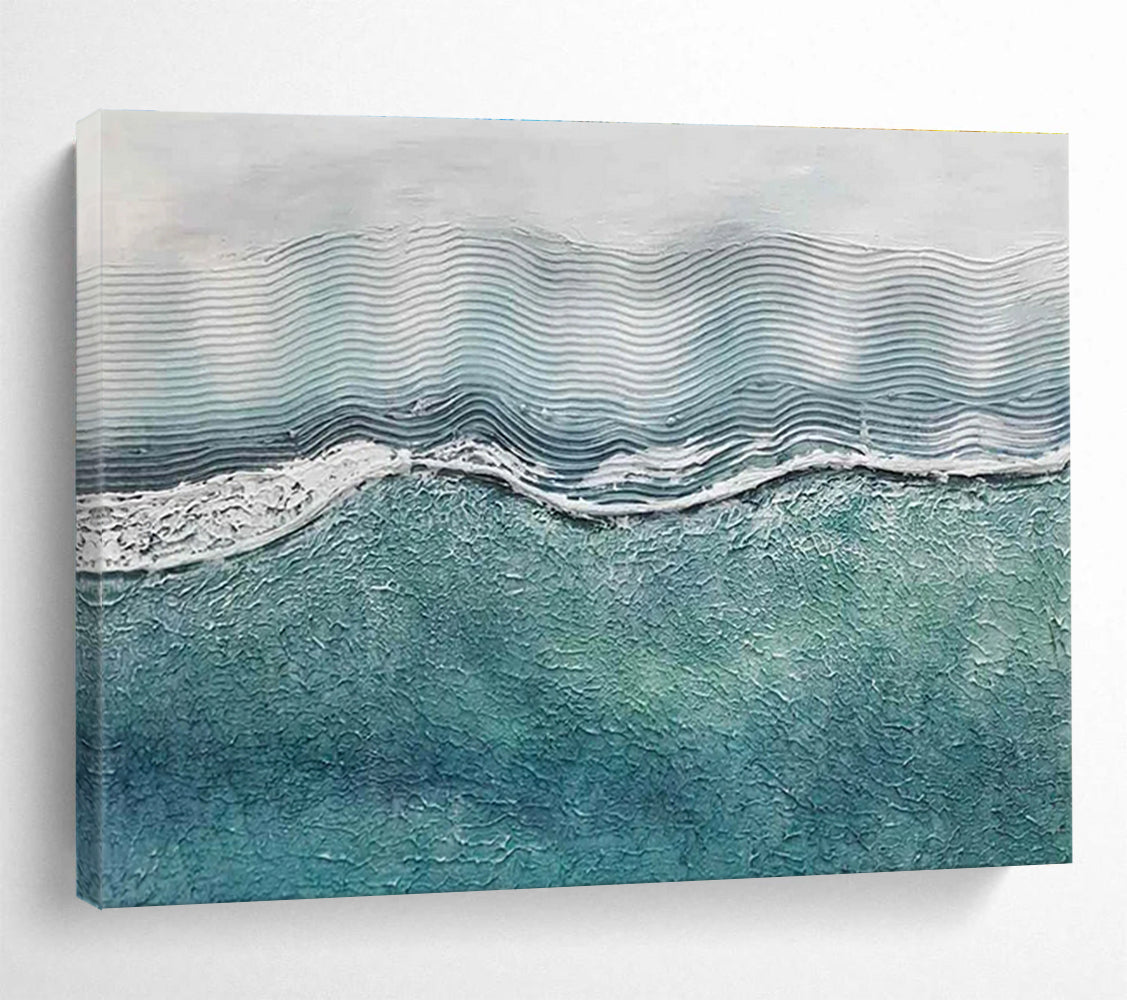 Textured Sea Wave Abstract Painting for Beach House Living Rooms YHT278