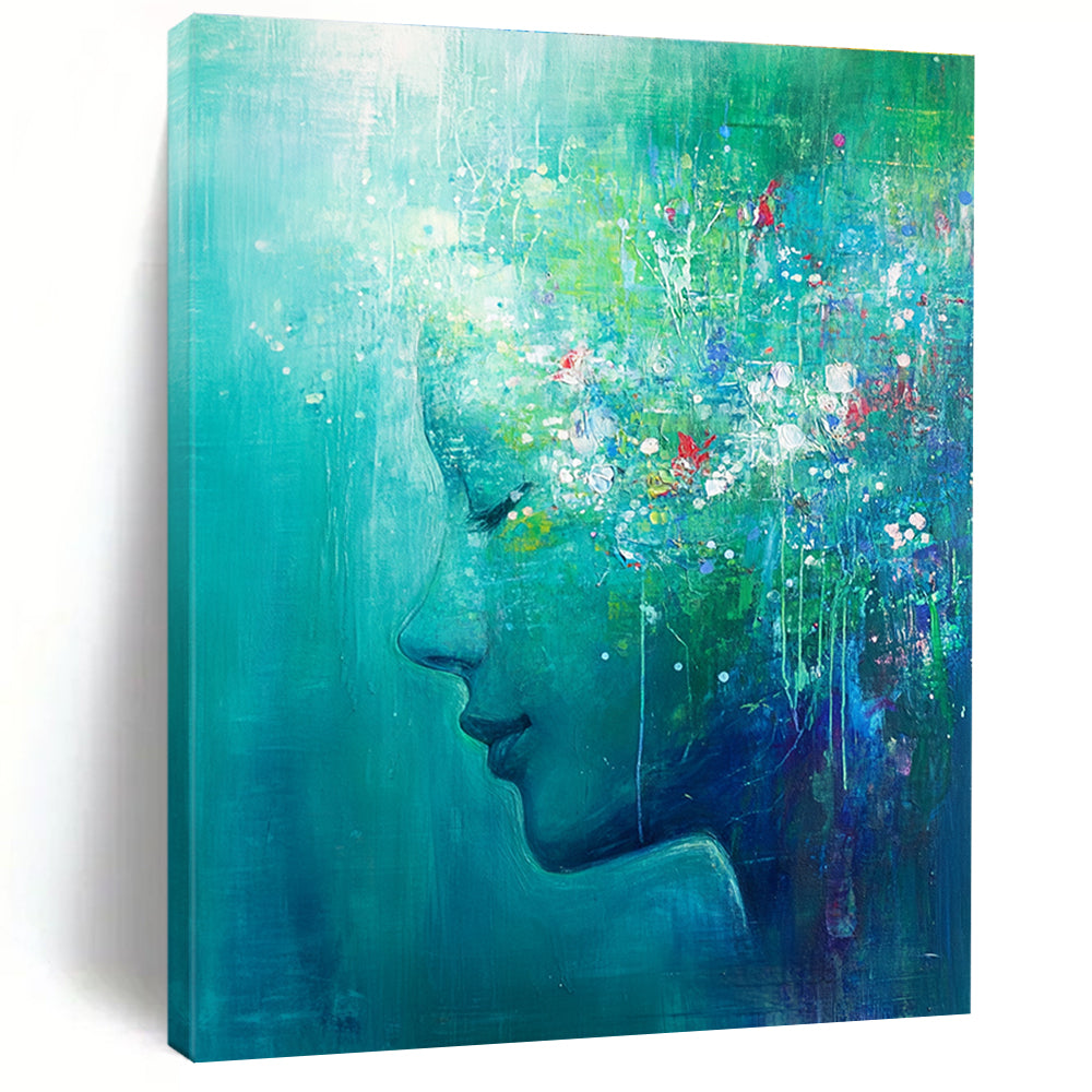 Abstract Head with Floral Crown Painting for Bohemian - Styled Salons GAB1136