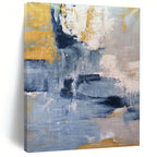 Dynamic Blue - Gold Abstract Flow Painting for Luxe Spaces HENG253