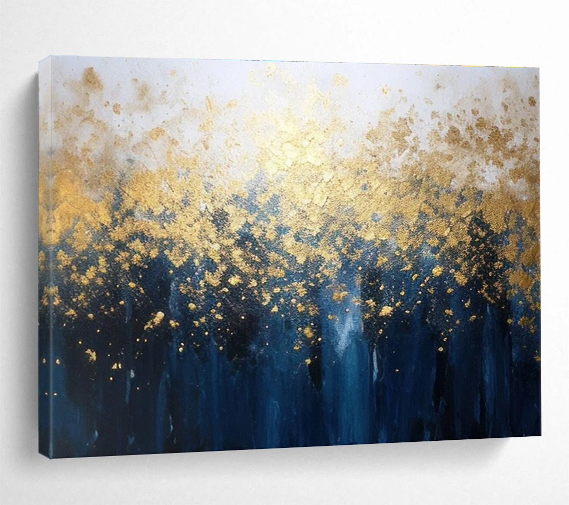 Golden Forest Abstract Magical Landscape Painting for Enchanted Spaces YHT047