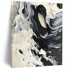 Black and White Swirl Abstract Painting for Minimalist Home Studies GAB1314