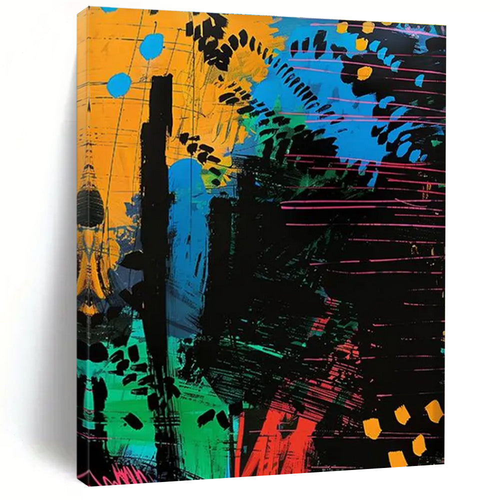 Colorful Abstract Forest Painting for Eco - Friendly Retail Spaces HENG096