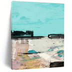 Turquoise - Toned Landscape Abstract Painting for Coastal - Inspired Cafés HENG197