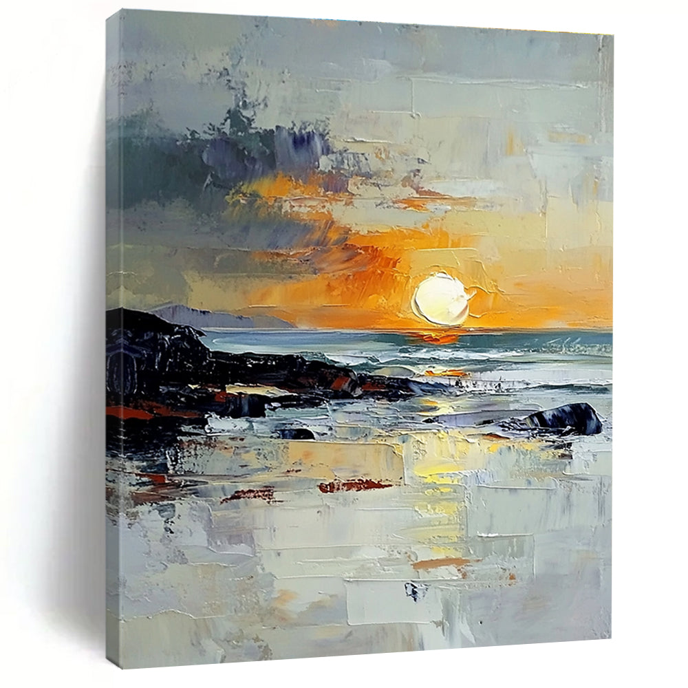 Sunset by the Sea Abstract Painting for Romantic - Themed Restaurants GAB1299