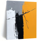 Gray Black and Orange Abstract Painting with Dynamic Lines WINK831