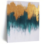 Golden and Teal Abstract - Luxurious Color - Block Art GAB0503
