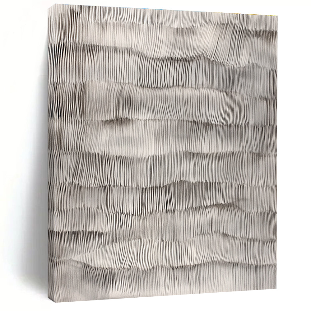 Gray - Wave Line Abstract Painting with Textured Strokes WINK869