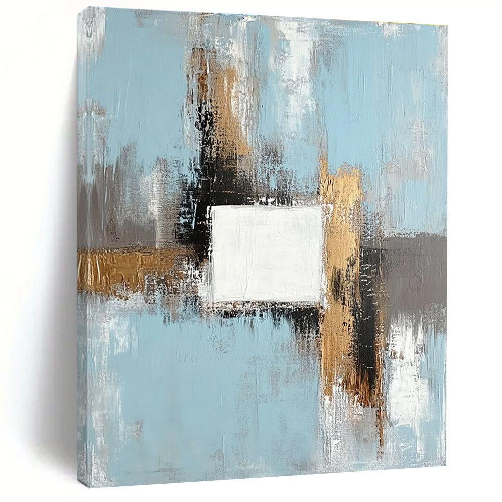 Blue Gold Gray Abstract Painting with Modern Sophistication WINK555