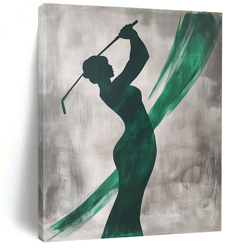 Golf Player Silhouette Abstract Painting of Athletic Grace GAB0201