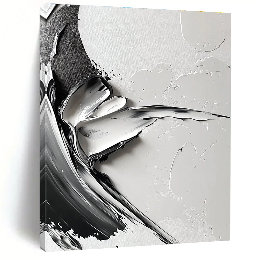 Gray - Toned Abstract Swirl Painting with Quiet Dynamism WINK355