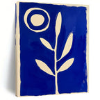 Blue and White Plant with Circle Abstract Painting GAB0040