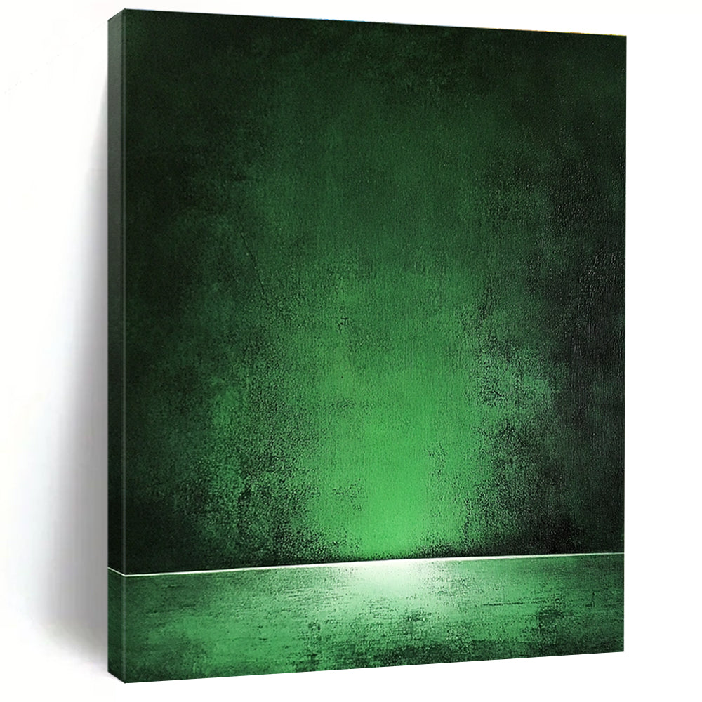 Dark Green Gradient Abstract Painting of Mysterious Depth GAB0140