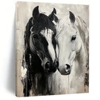 Two Horses in Black and White Dynamic Abstract Painting for Energetic Interiors GAB1433