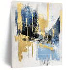 Blue Gold Black Abstract Painting with Elegant Drama WINK523