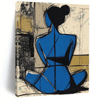 Blue Figure Silhouette Abstract Painting of Graceful Form GAB0116