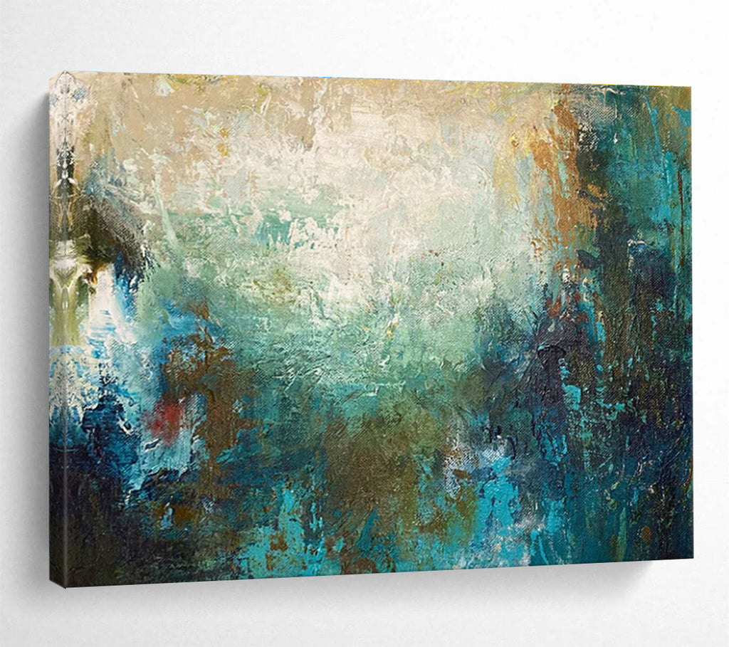 Teal Abstract Blend Painting for Modern Beachfront Hotels YHT369