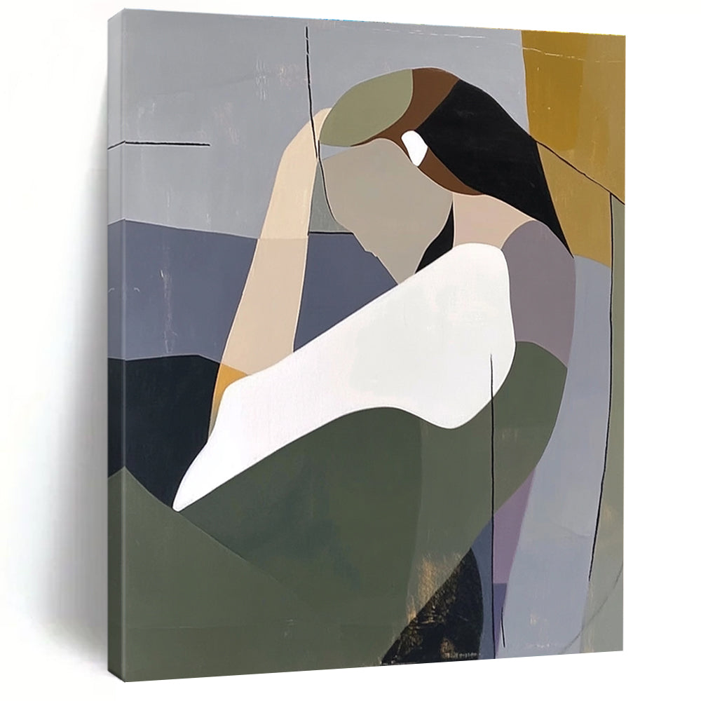 Abstracted Contemplative Figure Modern Portrait Abstract Painting GAB0267