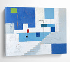Geometric Abstract with Blue and White Tones ABS081