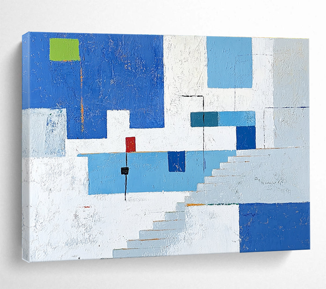 Geometric Abstract with Blue and White Tones ABS081