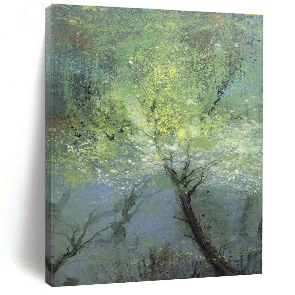 Enchanting Misty Forest Abstract Painting for Serene Spaces HENG247