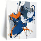 Blue Orange White Abstract Painting with Playful Brushstrokes WINK595