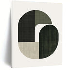 Green and Black Shapes Minimalist Abstract Painting GAB0337