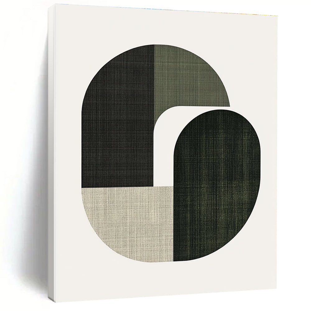 Green and Black Shapes Minimalist Abstract Painting GAB0337