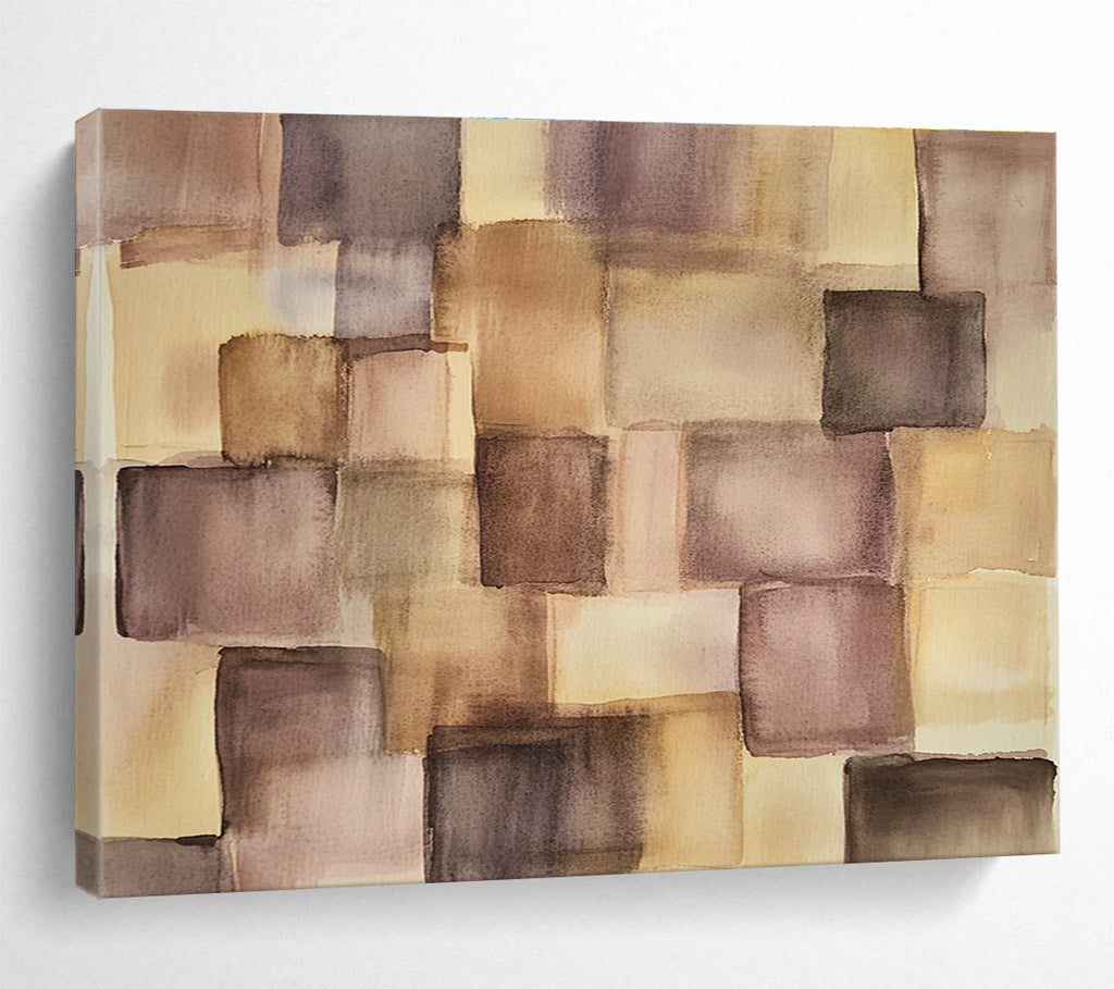 Purple and Brown Squares 2 Abstract Painting with Playful Geometry ABS617