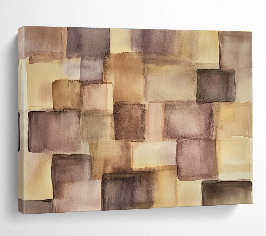 Purple and Brown Squares 2 Abstract Painting with Playful Geometry ABS617