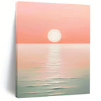 Pink Sunset Over Sea I Minimalist Abstract Painting for Serene Bedrooms GAB1467