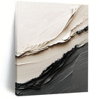 Beige and Black Textured Ridges Industrial Abstract Painting for Loft Spaces GAB1517