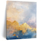 Gold and Blue Mountain - Themed Abstract Painting for Adventure - Lover’s Studies GAB0926