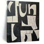 Black and White Textured Letters Abstract Painting with Artistic Typography WINK239