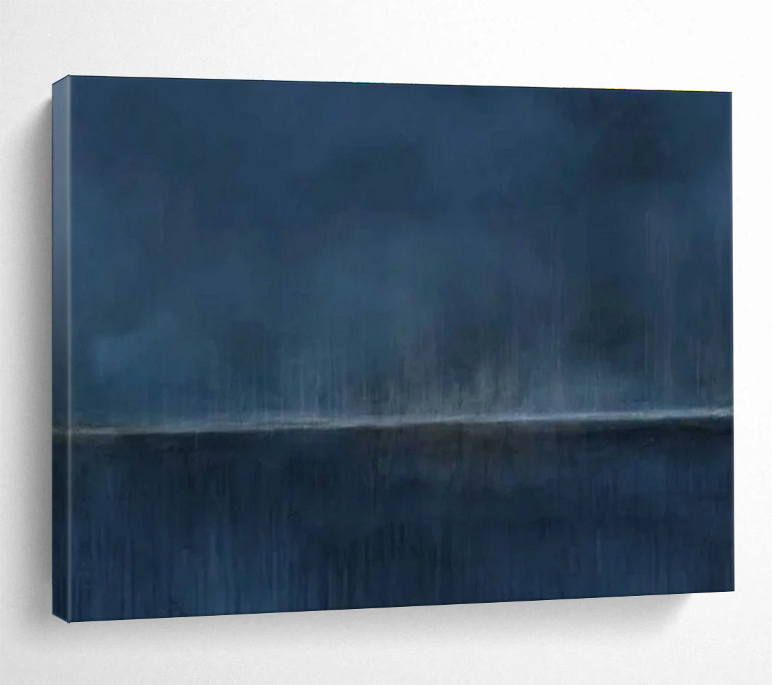 Dark Rainy Sea Abstract Painting for Nautical - Themed Home Theaters YHT272