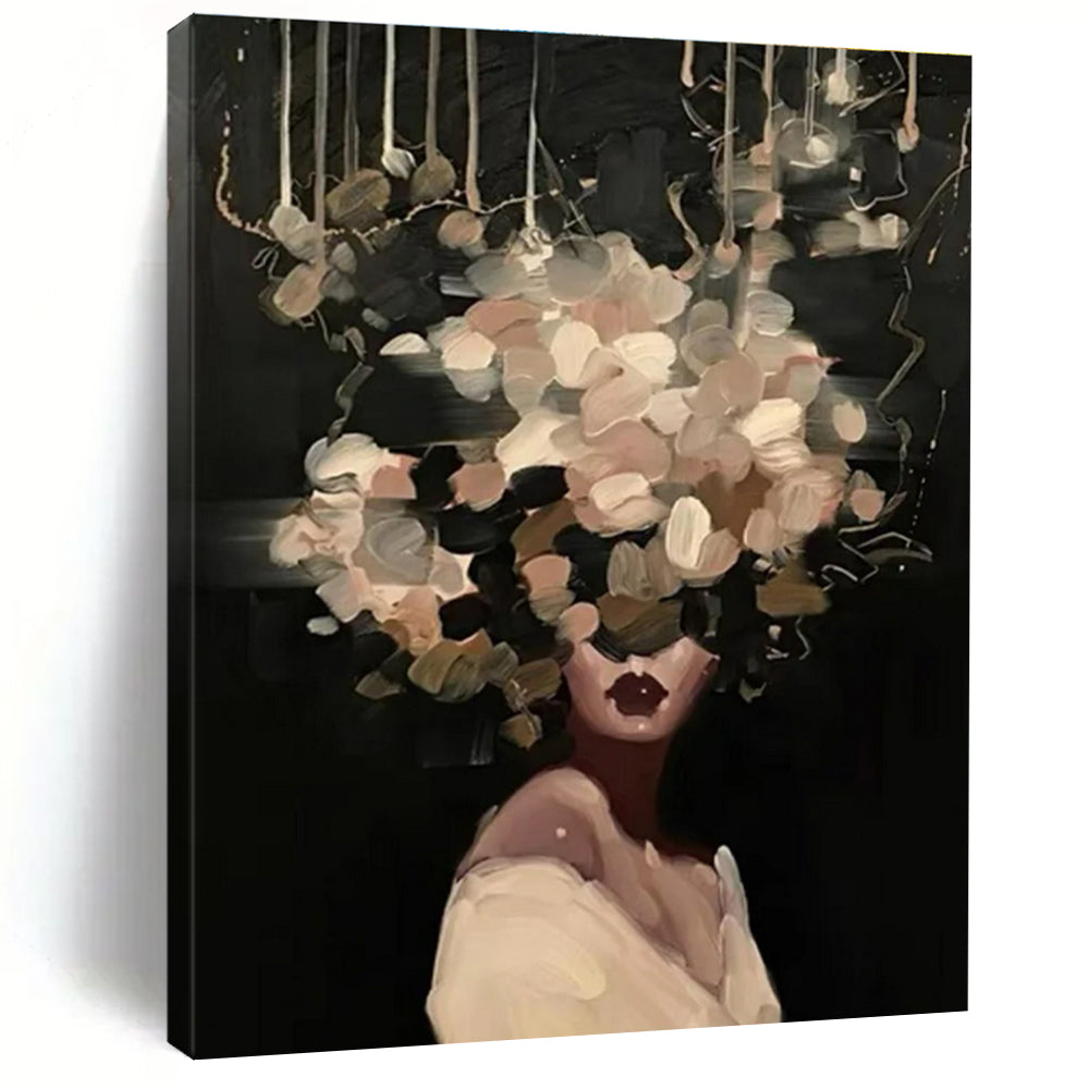 Woman with Elaborate Floral Head Painting for Elegant Event Spaces HENG326