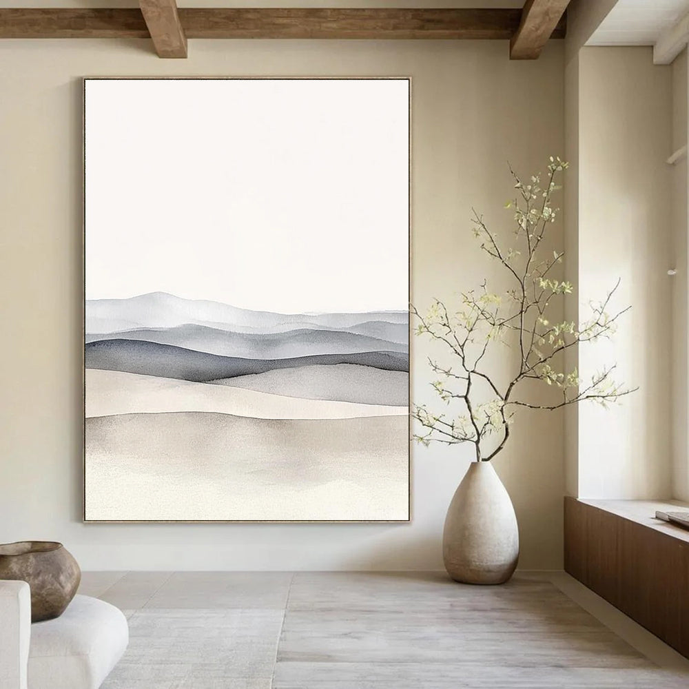 Gray Mountain Layers Minimalist Abstract Painting for Zen Spaces GAB1512