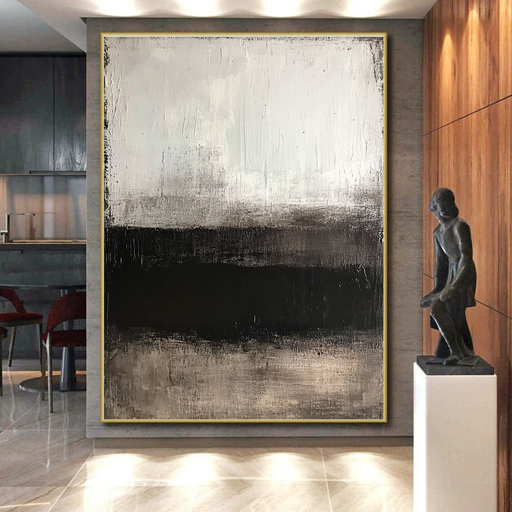 Gray Abstract Horizon Painting with Quiet Contemplation WINK362