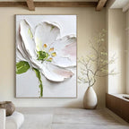 Textured White Flower Impasto Abstract Painting for Floral Lovers GAB1522