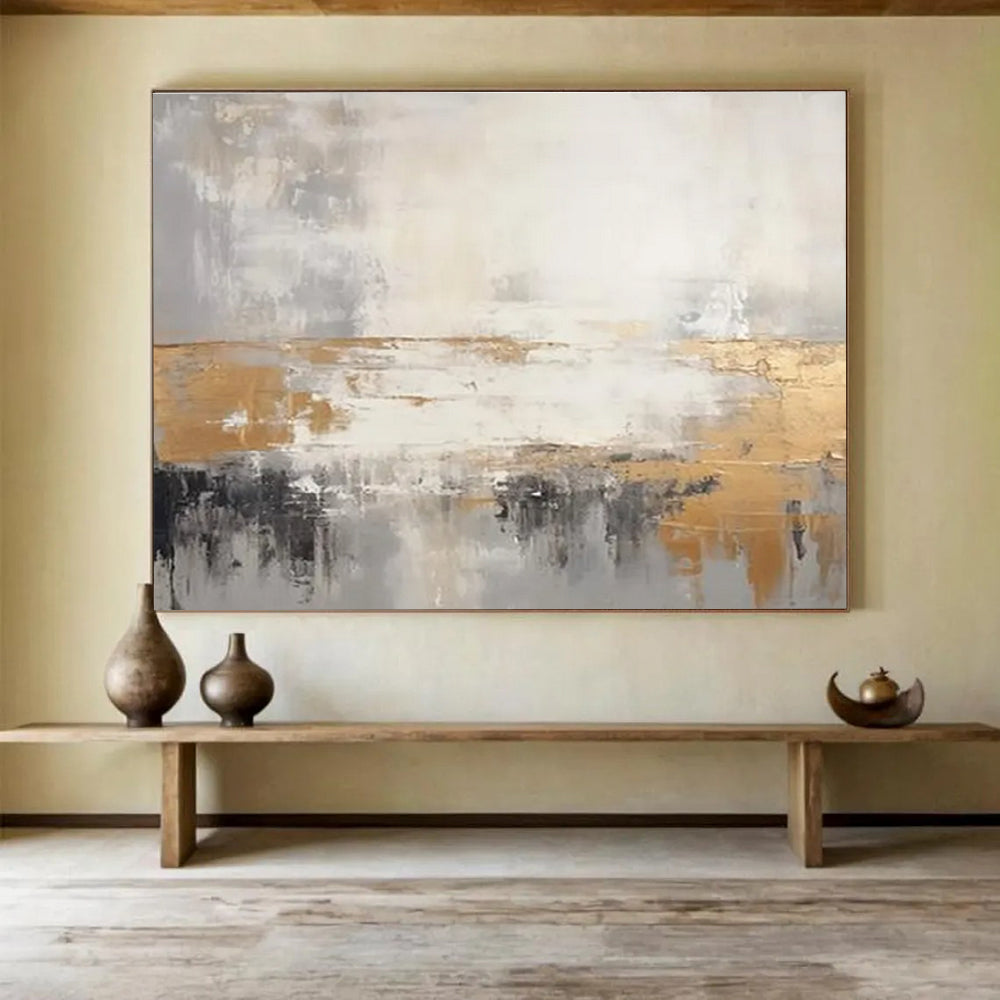 Gold - Accented Abstract Painting for Glamorous Spaces YHT107