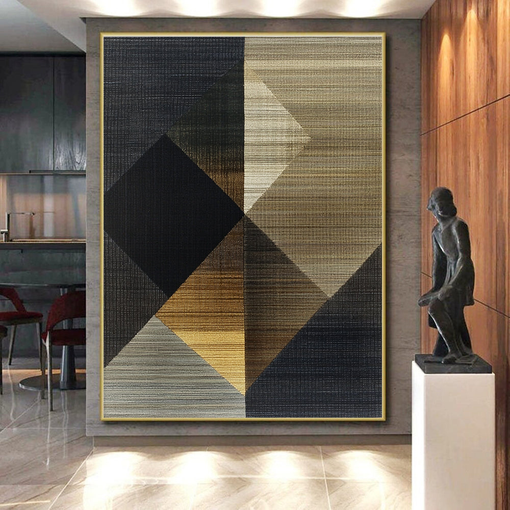 Geometric Textured Weave Abstract Painting with Tactile Patterns WINK263
