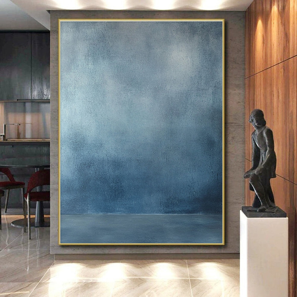 Blue - Gray Gradient Background Abstract Painting with Cool Calm WINK026