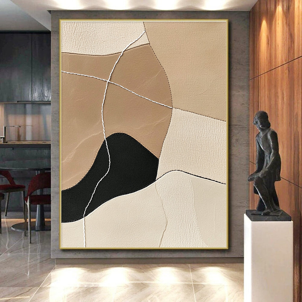 Leather - Patch Abstract Painting with Stitched Details WINK853