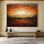 Dark Sunset Landscape Abstract Painting with Rich, Warm Tones ABS246