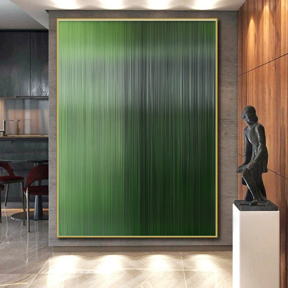 Green - Striped Abstract Painting with Vertical Motion WINK870