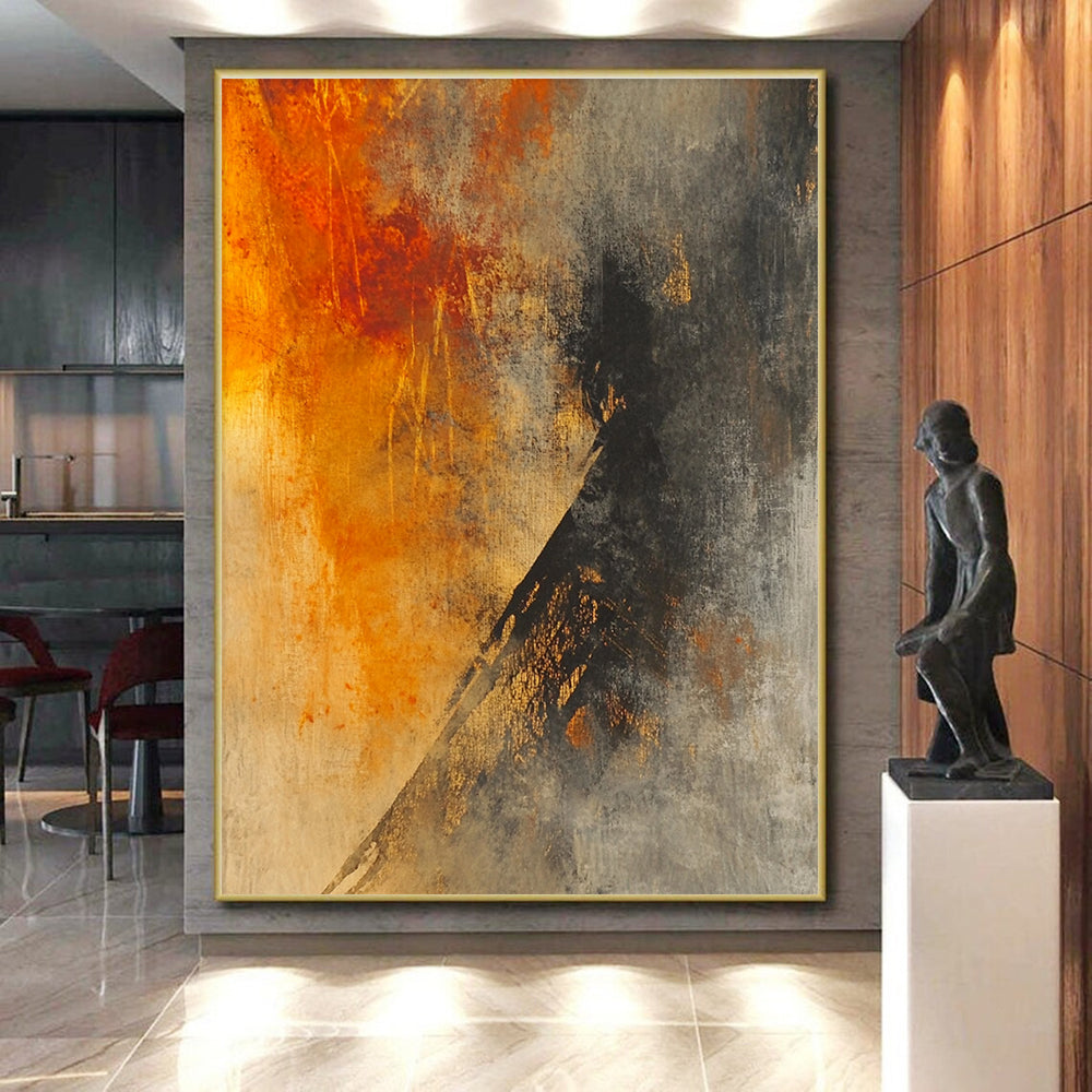 Warm and Cool Tones Abstract Painting with Dramatic Depth WINK800