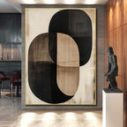 Overlapping Black and Beige Ovals Abstract Painting with Subtle Layers WINK244