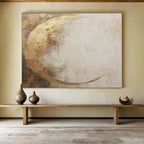 Golden Crescent Abstract Painting for Elegant Interiors YHT080