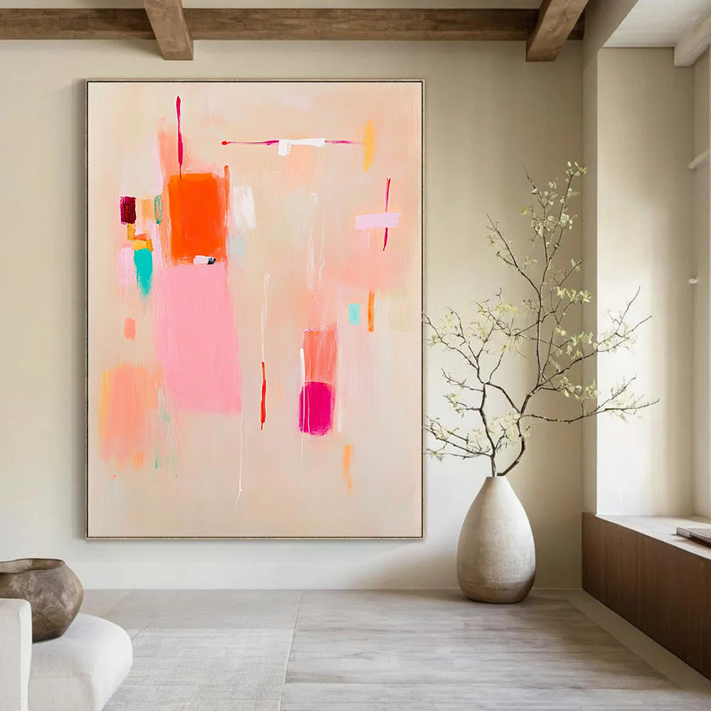 Pastel Color Block Abstract Painting for Charming - Styled Cafes GAB1096